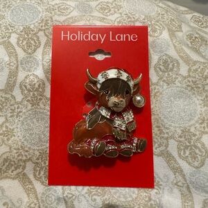 Brown and Red Cow Lapel Pin